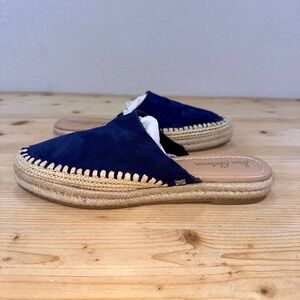 Sam Edelman Austin Navy Suede Espadrille Mules Slip-On Loafers Size 8.5